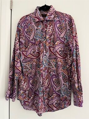 Etro Men's/Unisex Purple Paisley Button-Up Shirt